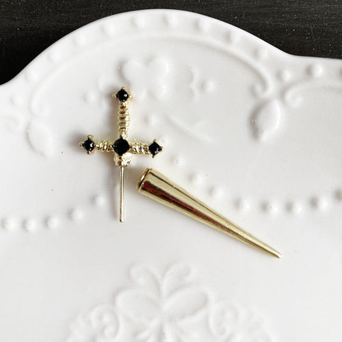 2pc/ 1 set (Gold) Sword Dagger Earrings