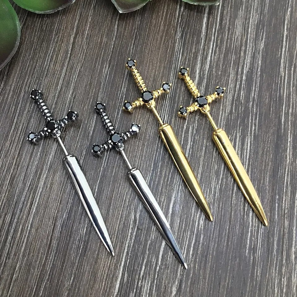 2pc/ 1 set (Gold) Sword Dagger Earrings