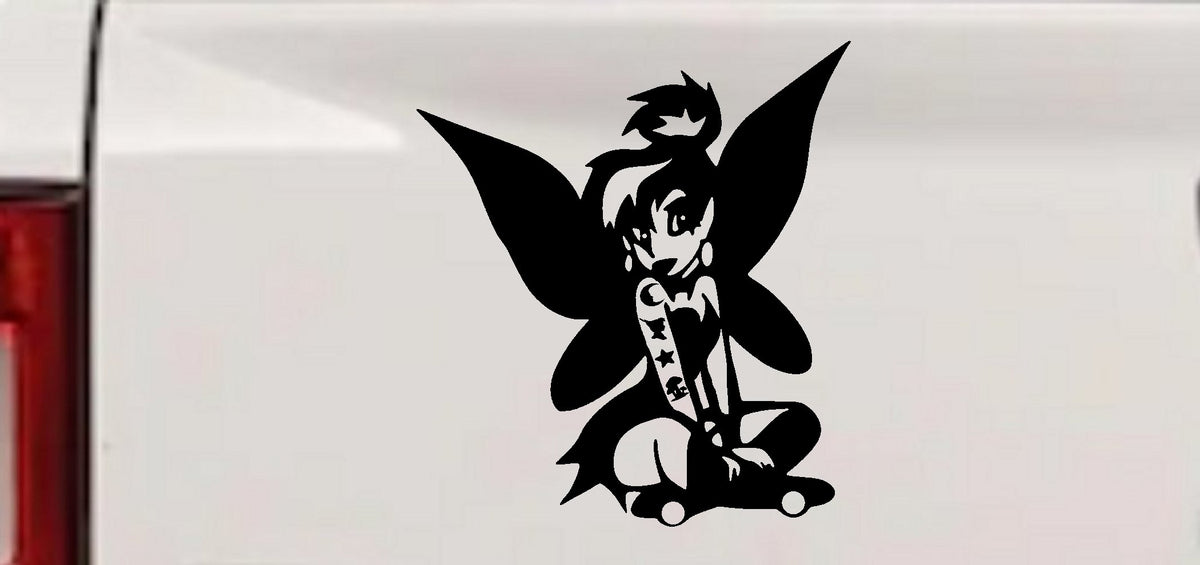 Goth Tattooed Tinkerbell Car Truck Decal Gothic Halloween Sticker Vinyl-1