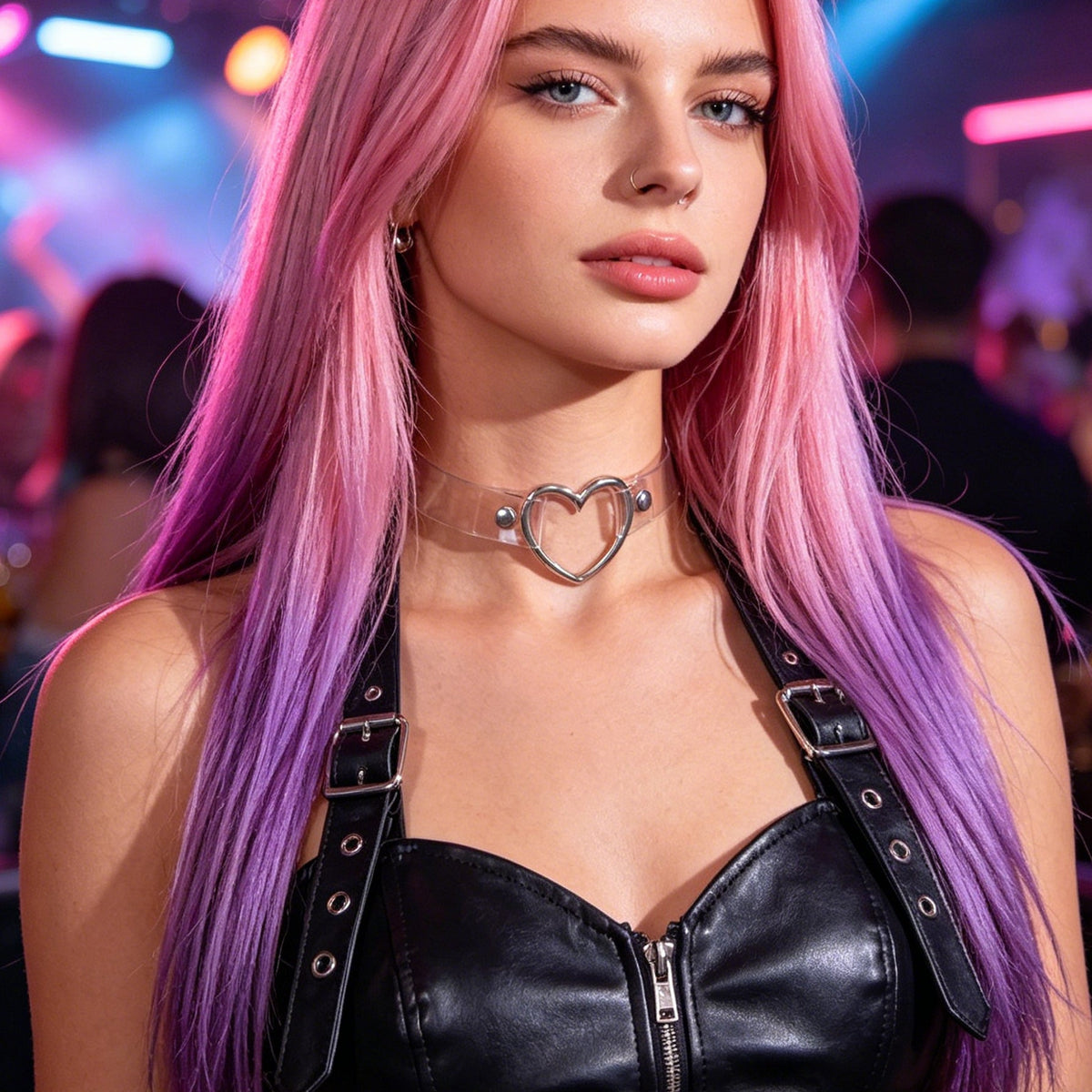 Punk Gothic Leather Love Heart Choker Collar Buckle Necklace Teens Stunning Gift