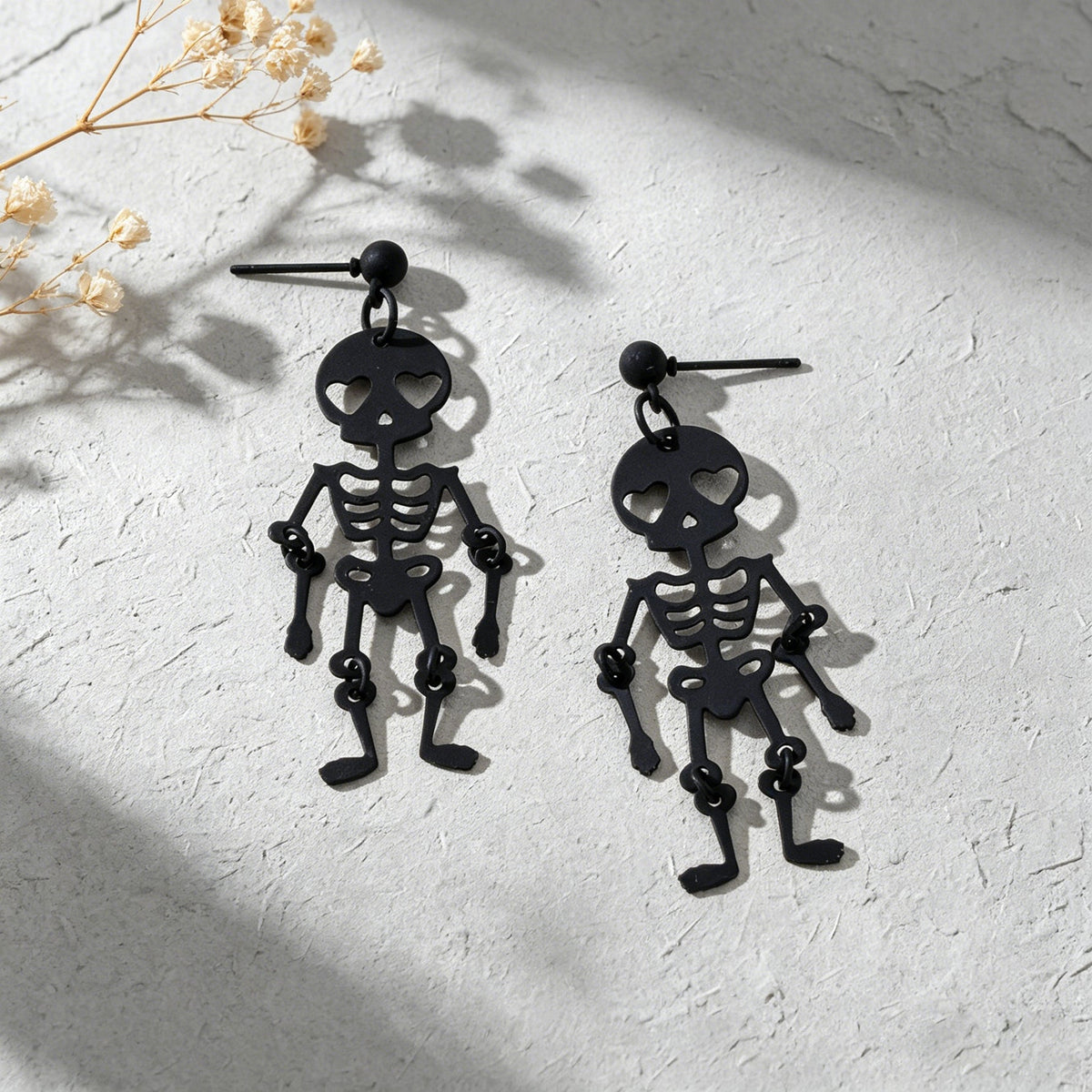 Black Skeleton Punk Party Earrings Gothic Hip Hop Jewellery Skull Bone Earrings