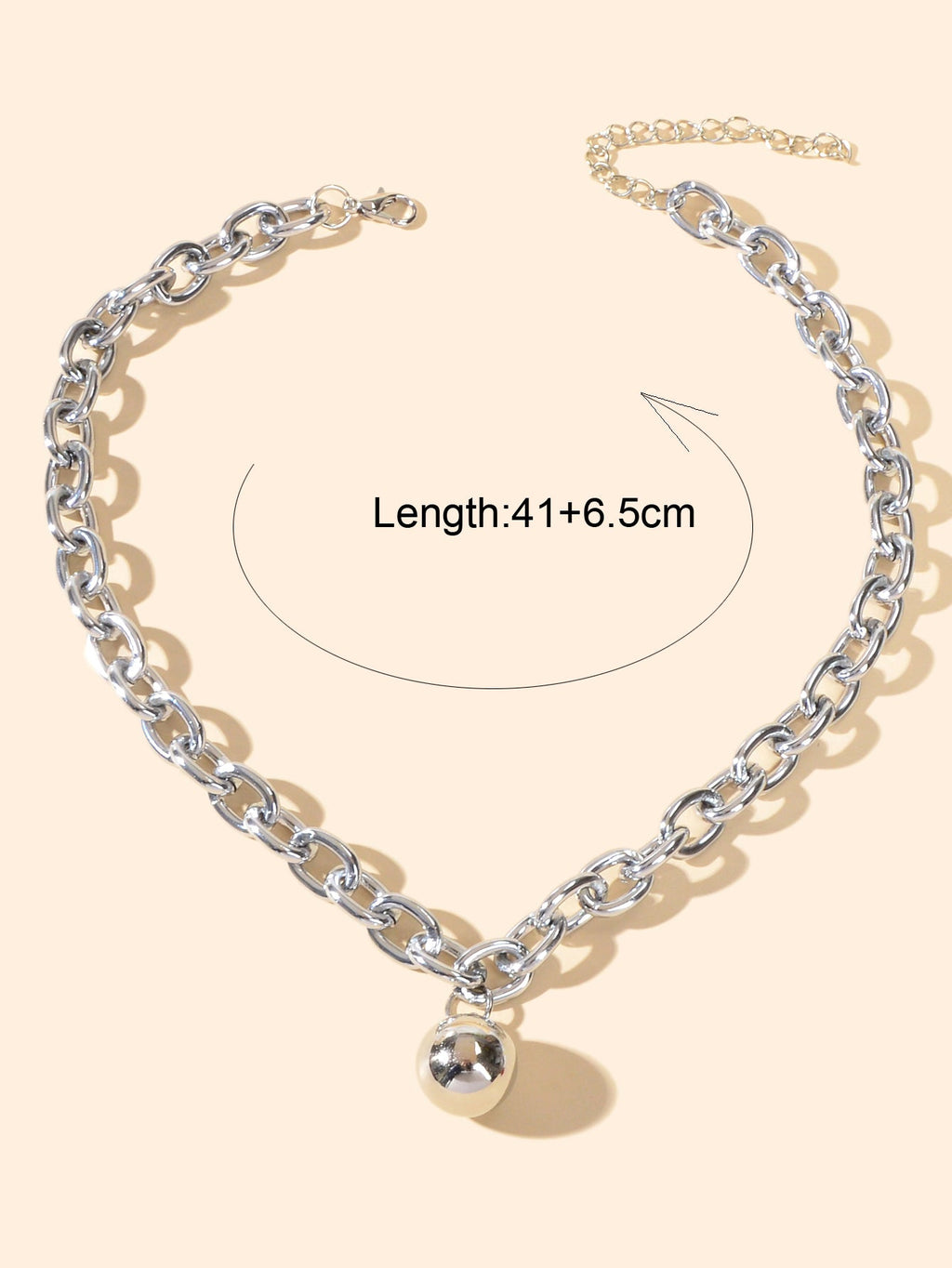 Silver Colour Chunky Chain Round Charm Necklace Grunge Women Clavicle Jewellery
