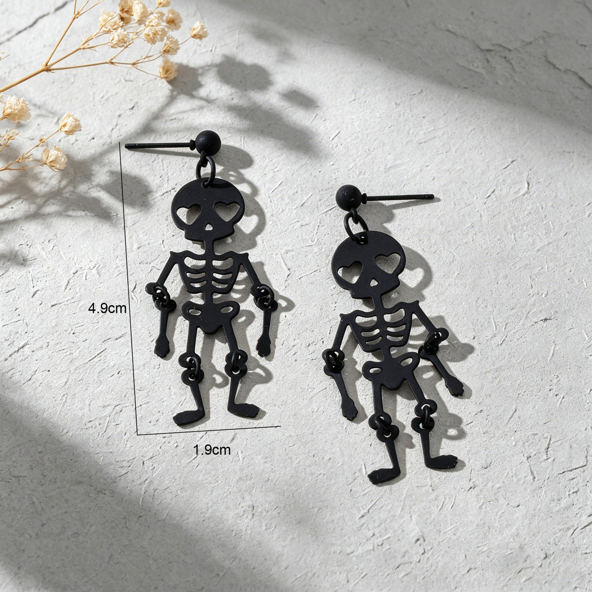 Black Skeleton Punk Party Earrings Gothic Hip Hop Jewellery Skull Bone Earrings