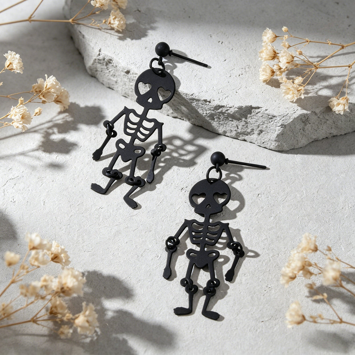 Black Skeleton Punk Party Earrings Gothic Hip Hop Jewellery Skull Bone Earrings