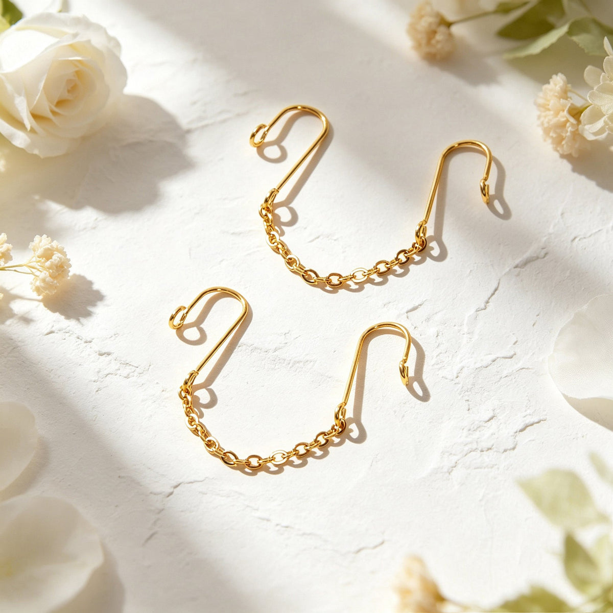 Dainty Linked Chain Ear Cuff No Piercing Silver Gold Cartilage Ear Clip Earrings