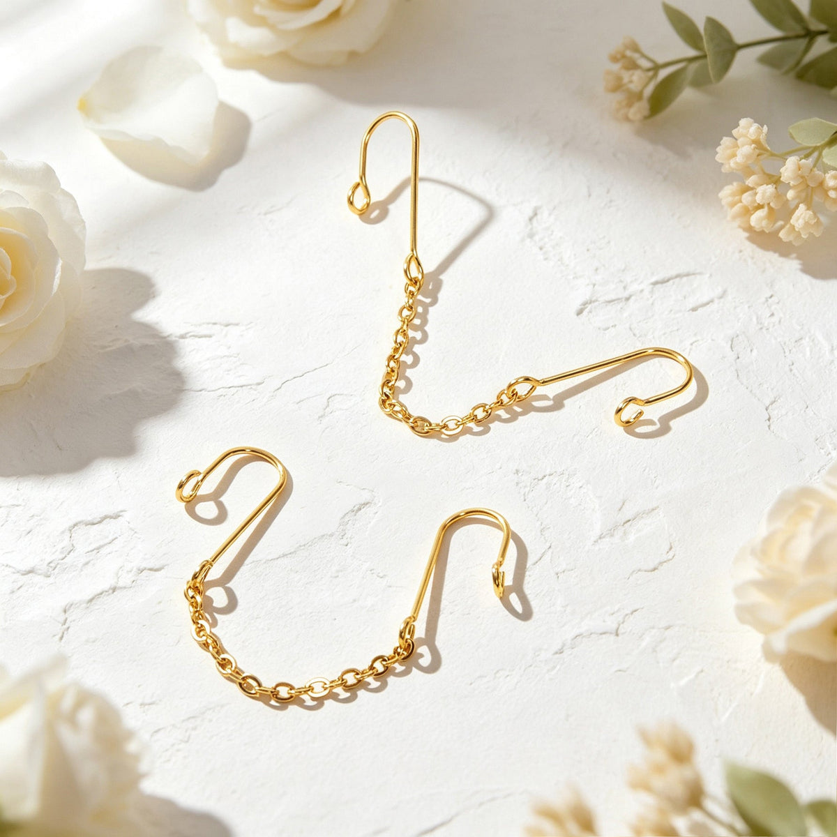 Dainty Linked Chain Ear Cuff No Piercing Silver Gold Cartilage Ear Clip Earrings