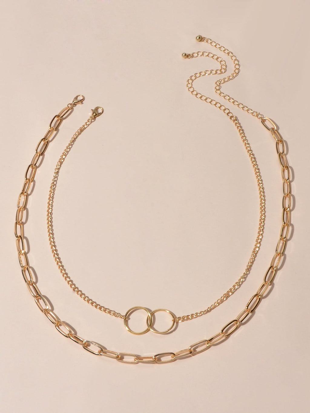 Punk Style 2 pcs Gold Chain Circle Pendant Necklace Wholesale Price Accessories