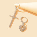 Women Girls Cross Love Heart Shaped Huggie Earrings Christmas Gift Jewellery