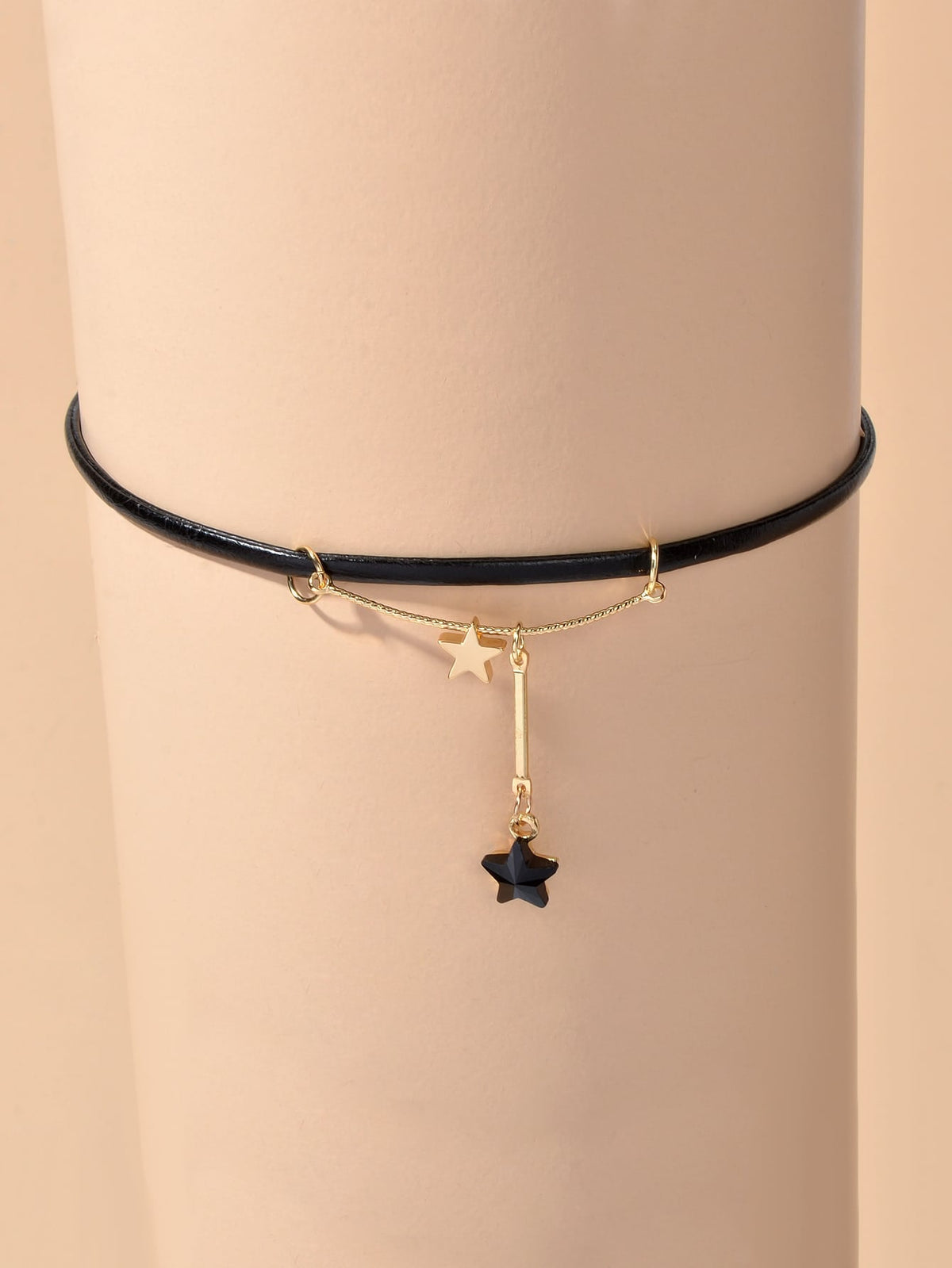 Gothic Punk 90s Black Pu Leather Star Charm Tattoo Choker Necklace Grunge Collar
