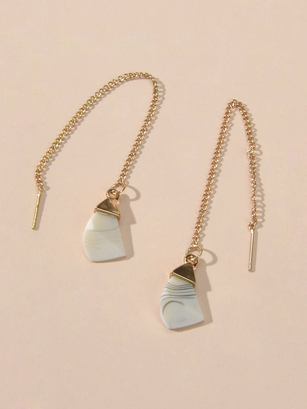 Ethnic American Jewellery Long Chain Black White Stone Boho Chic Dangle Earrings