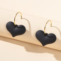 Perfect Red Black Heart Charm Dangle Hoop Pierced Hypoallergenic Women Earrings