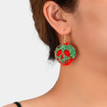 Halloween Gothic Punk Green Red Acrylic Skull Statement Dangle Hook Earrings