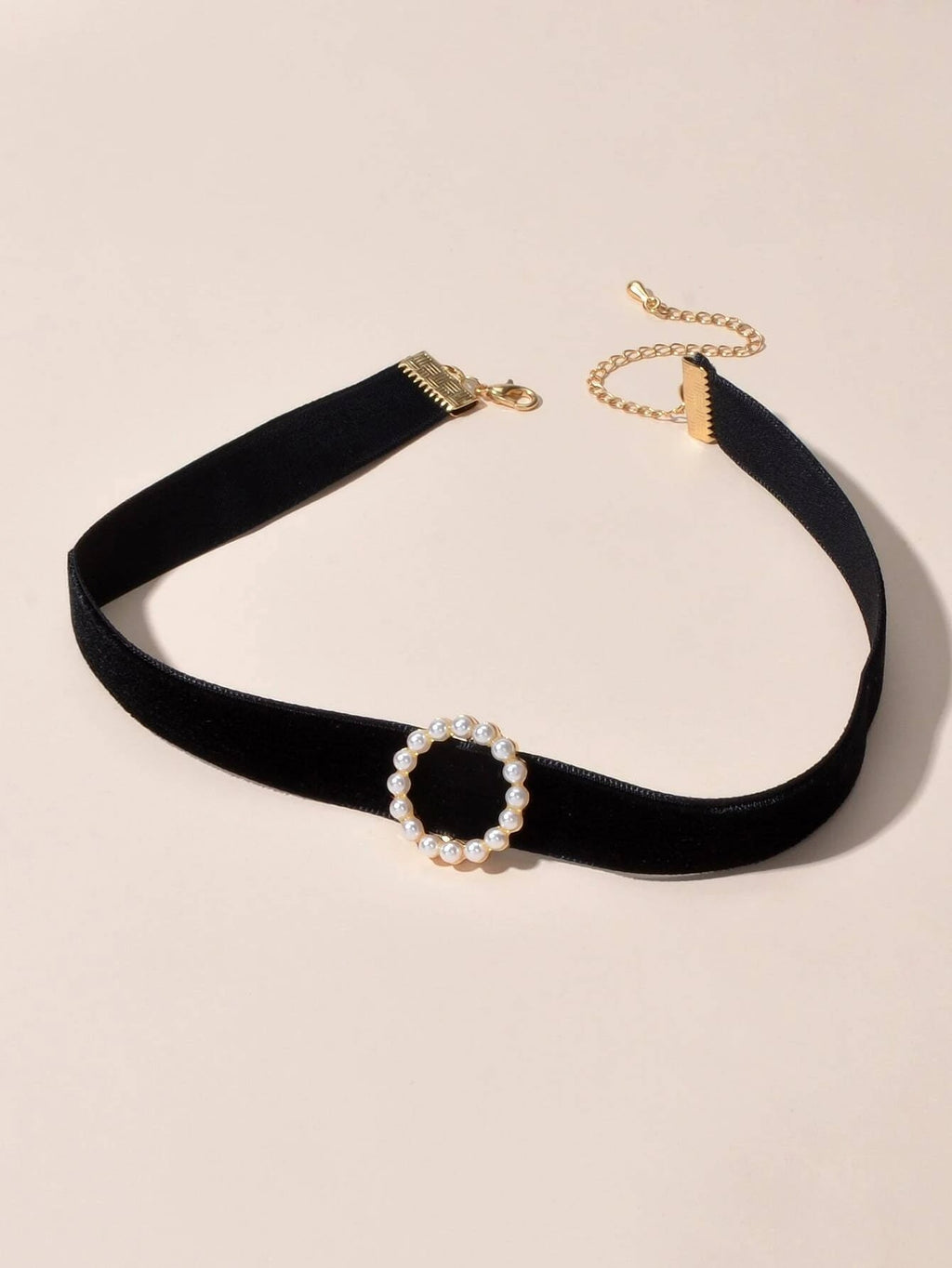 Retro Jewellery Pearl Decor Green Black Red Velvet Choker Necklace Accessories