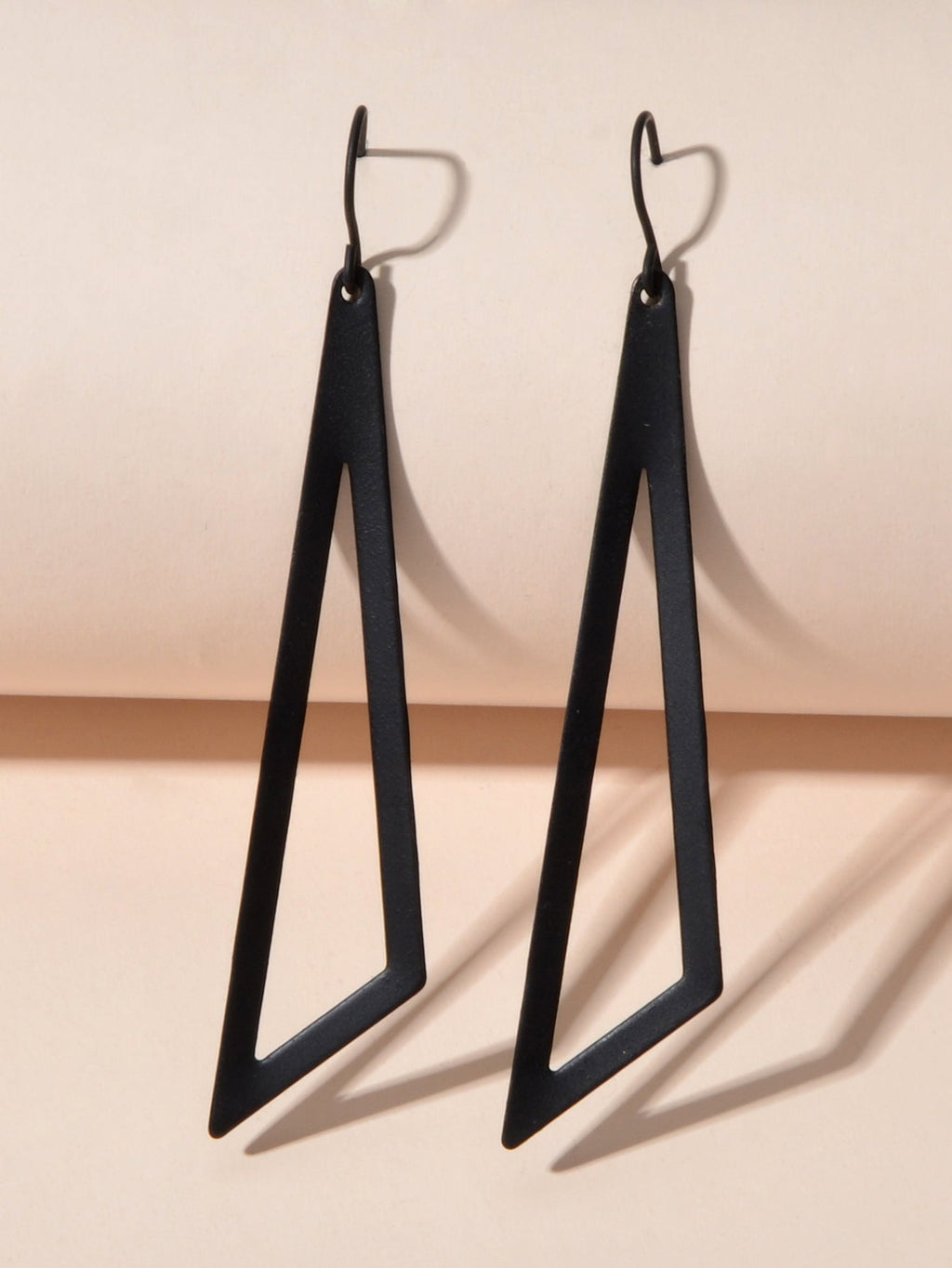 Goth Hip Hop Black Metal Geometric Triangle Dangle Statement Earrings for Women-1