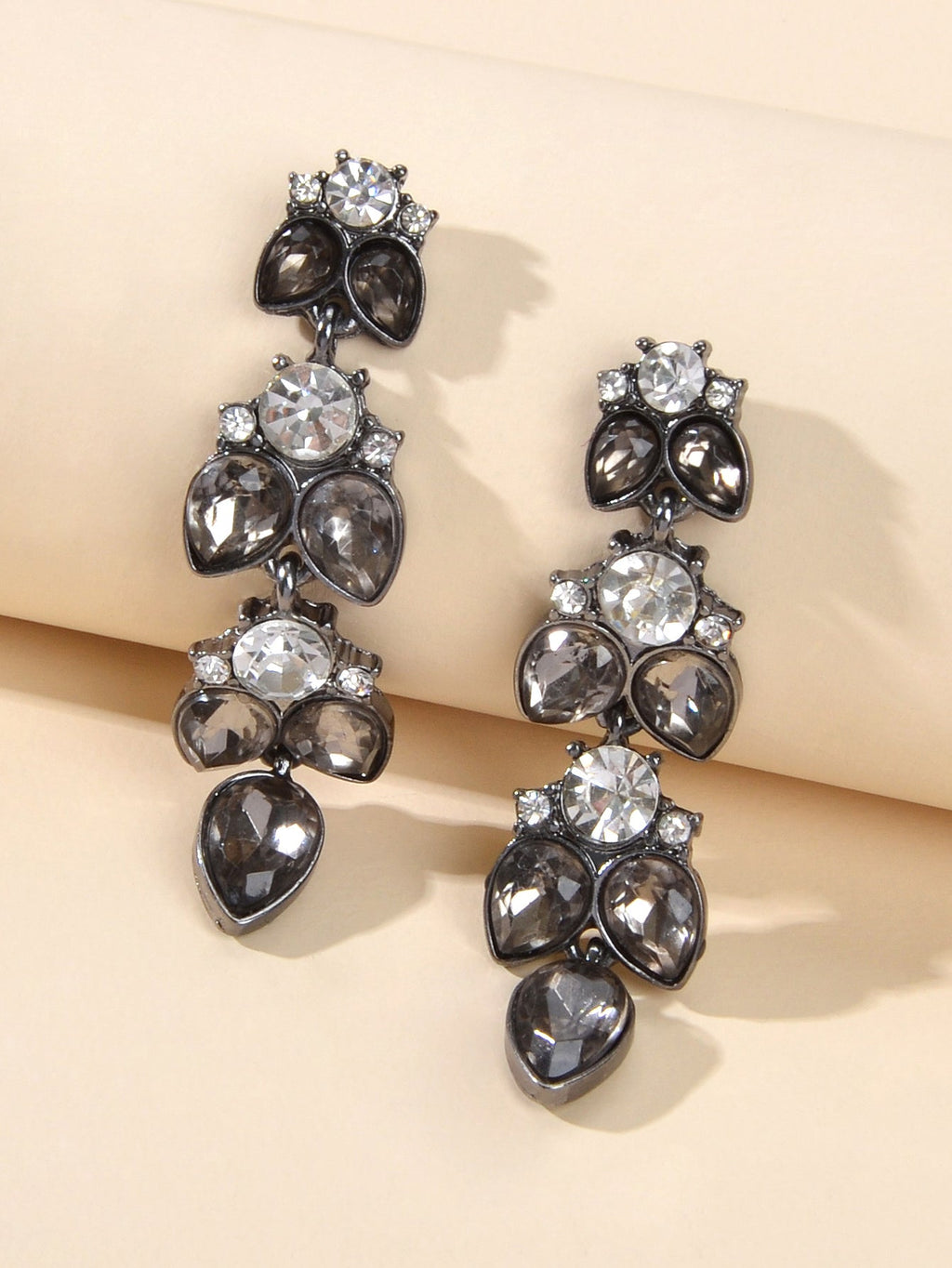 Textured Luxurious Shining Crystal Zircon Flower Water Drop Party Earrings Gift