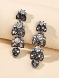 Textured Luxurious Shining Crystal Zircon Flower Water Drop Party Earrings Gift
