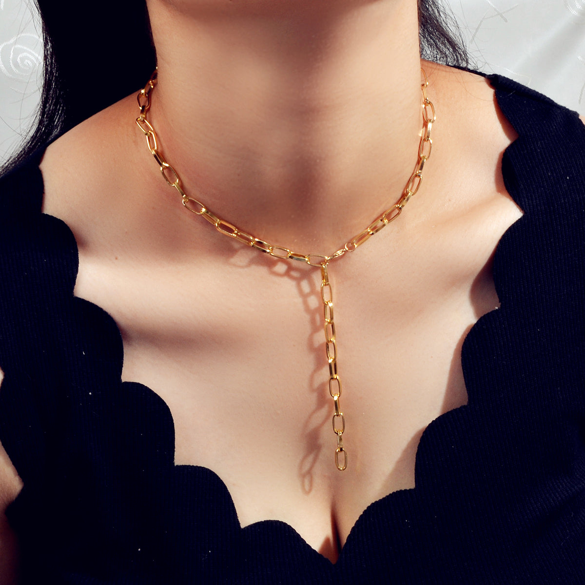 Punk Statement Thick Gold Chain Y shape Charm Necklace Party Decoration Teens