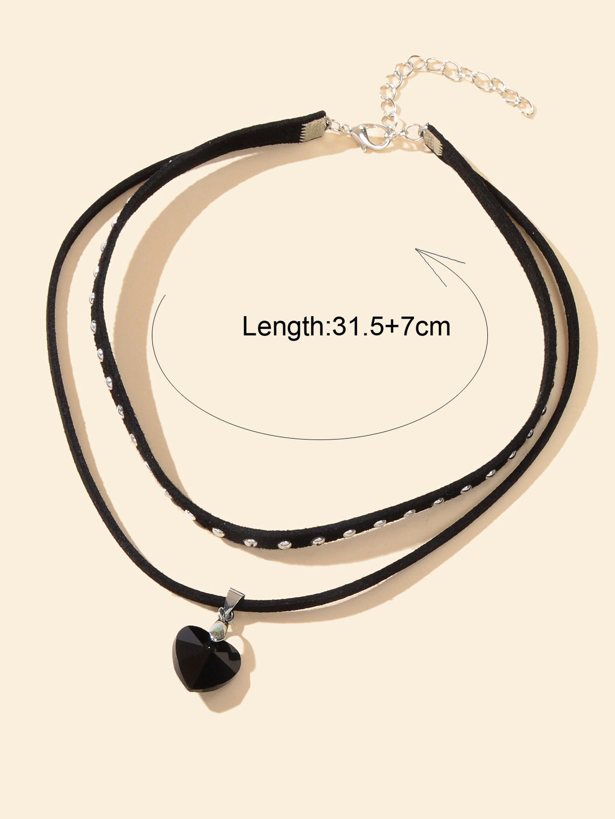 Halloween Cosplay Jewellery 90s Gothic Layered Black Choker Heart Charm Necklace