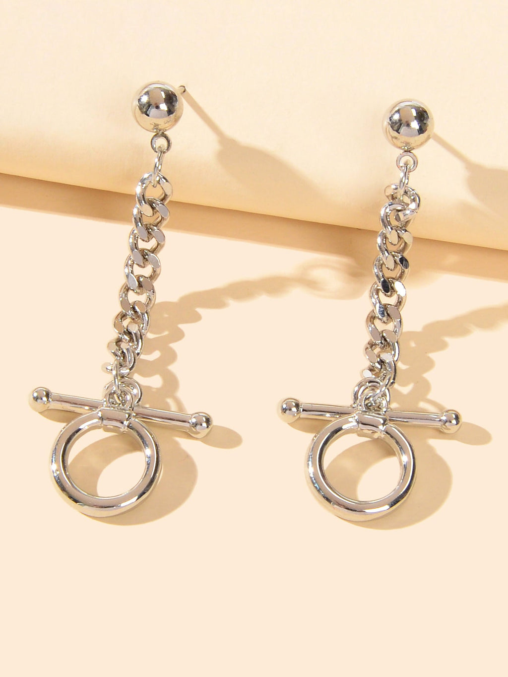 Punk Minimalist Style Silver Circle Geometric Statement Charm Earrings for Women