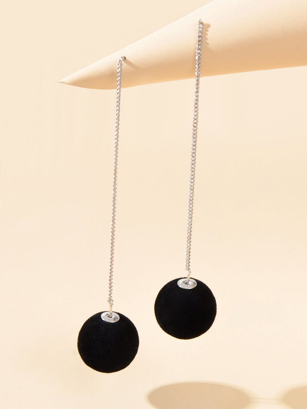 Female Jewelry Silver Long Chain Black Red Ball Dangle Earrings Trendy Accessory