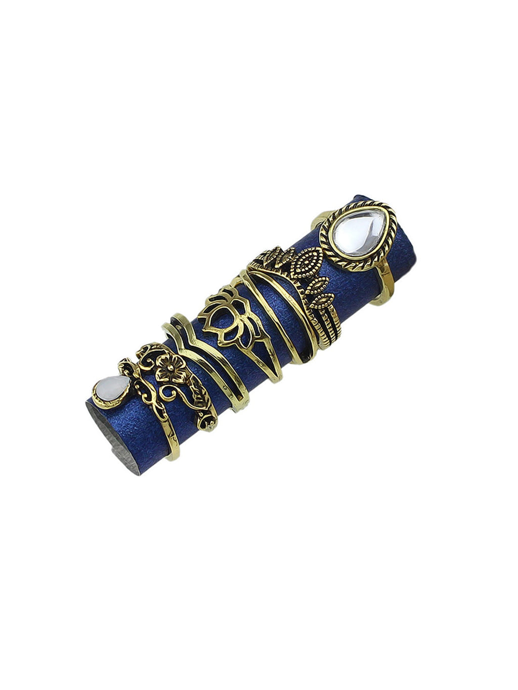 Tribal Ethnic 7 pcs Antique Silver Multiple Stackable Knuckle Finger Ring Set