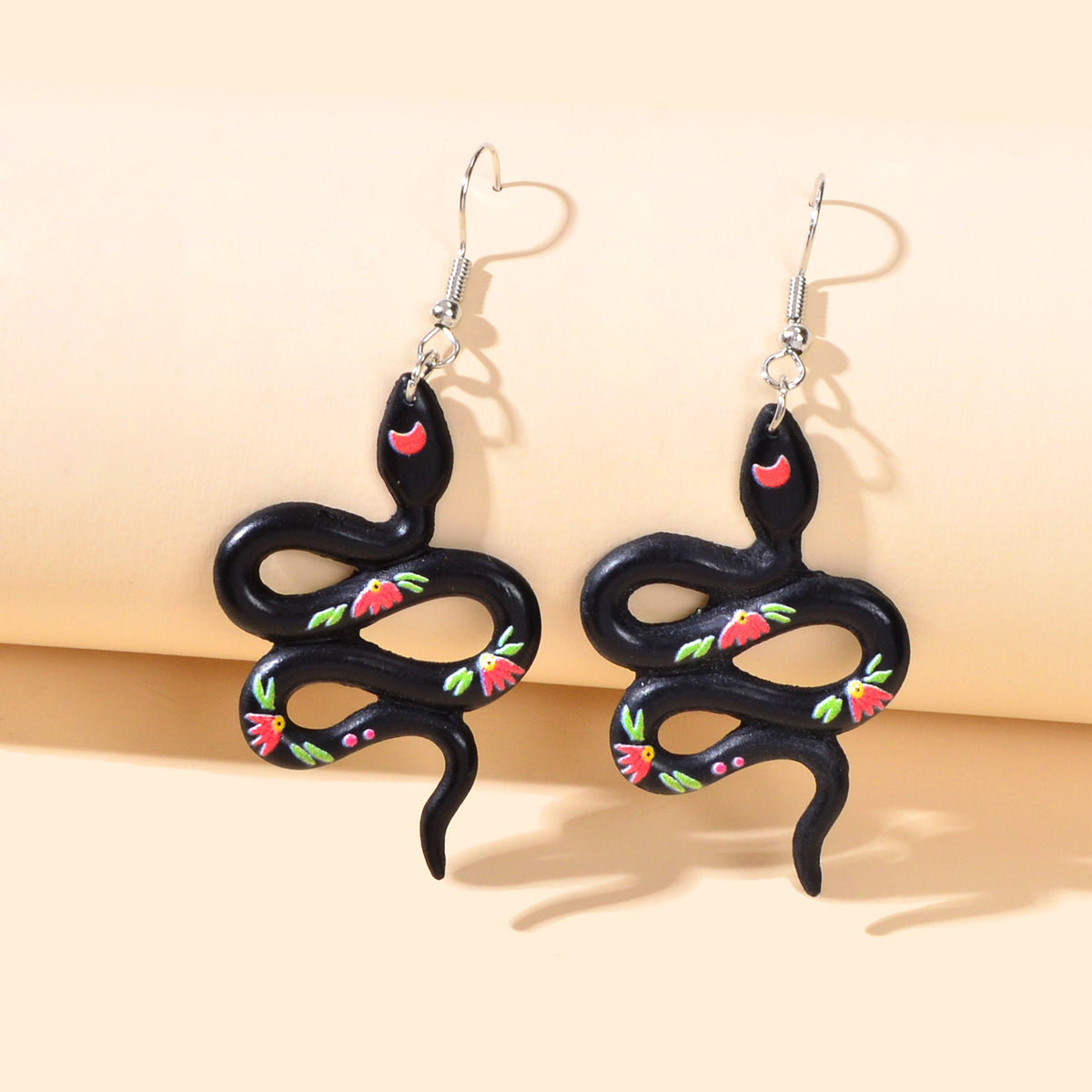 Punk Hip Hop Style Jewelry Black Resin Snake Dangle Statement Earrings for Women