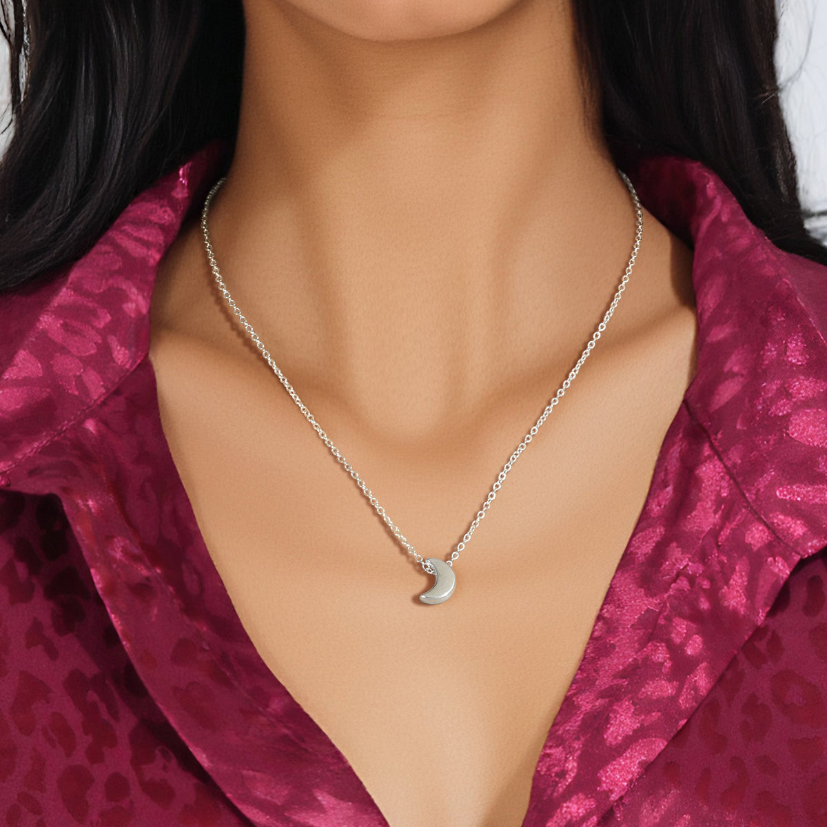90s Gold Silver Color Chain With Tiny Moon Charm Necklace Jewellery Gifts Choker