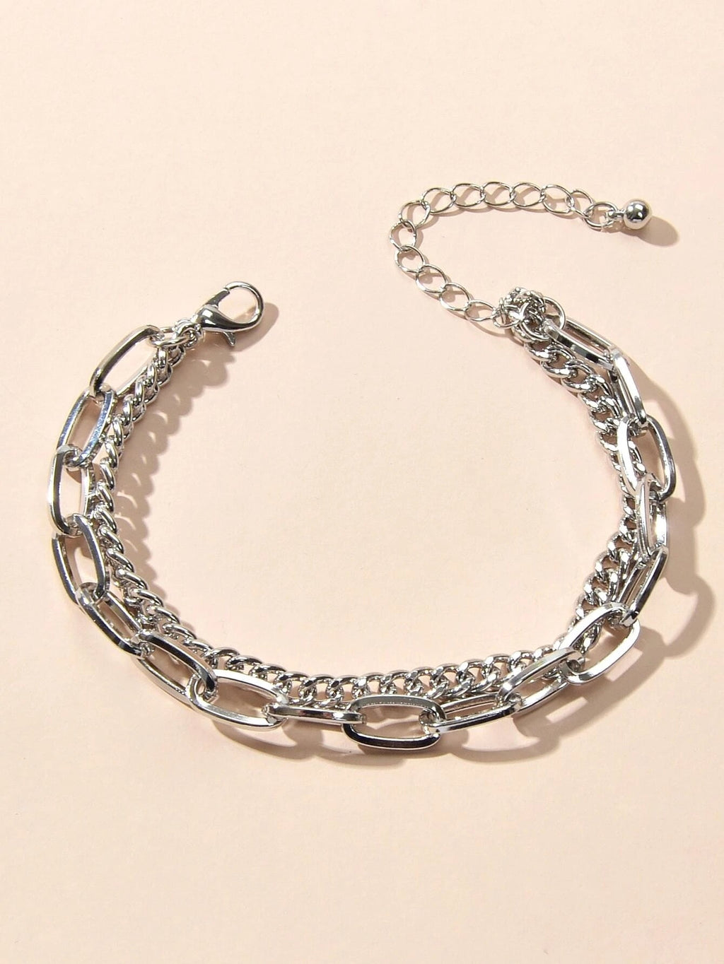Double layer Silver Chunky Chain Bracelet Women Teens Punk Beach Jewellery Gift