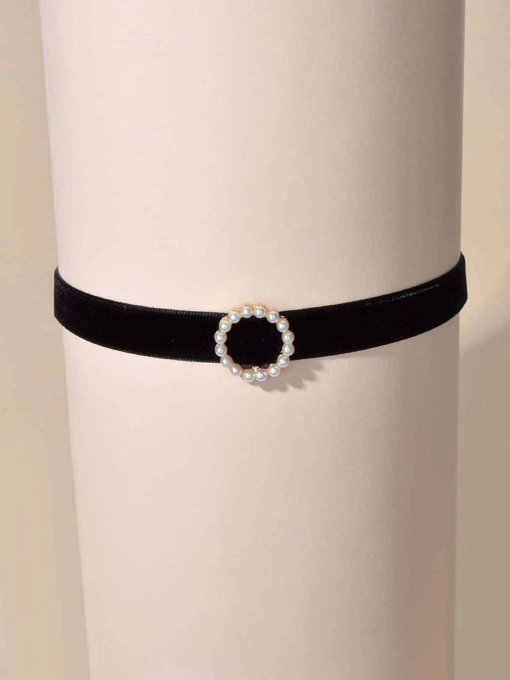 Retro Jewellery Pearl Decor Green Black Red Velvet Choker Necklace Accessories