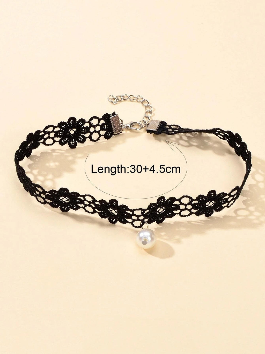 Black Elastic Pearl Charm Lace Flower Boho Gothic 90s Tattoo Choker Retro Collar