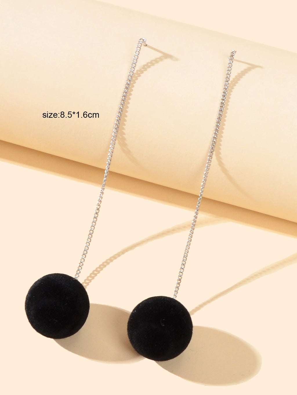 Female Jewelry Silver Long Chain Black Red Ball Dangle Earrings Trendy Accessory