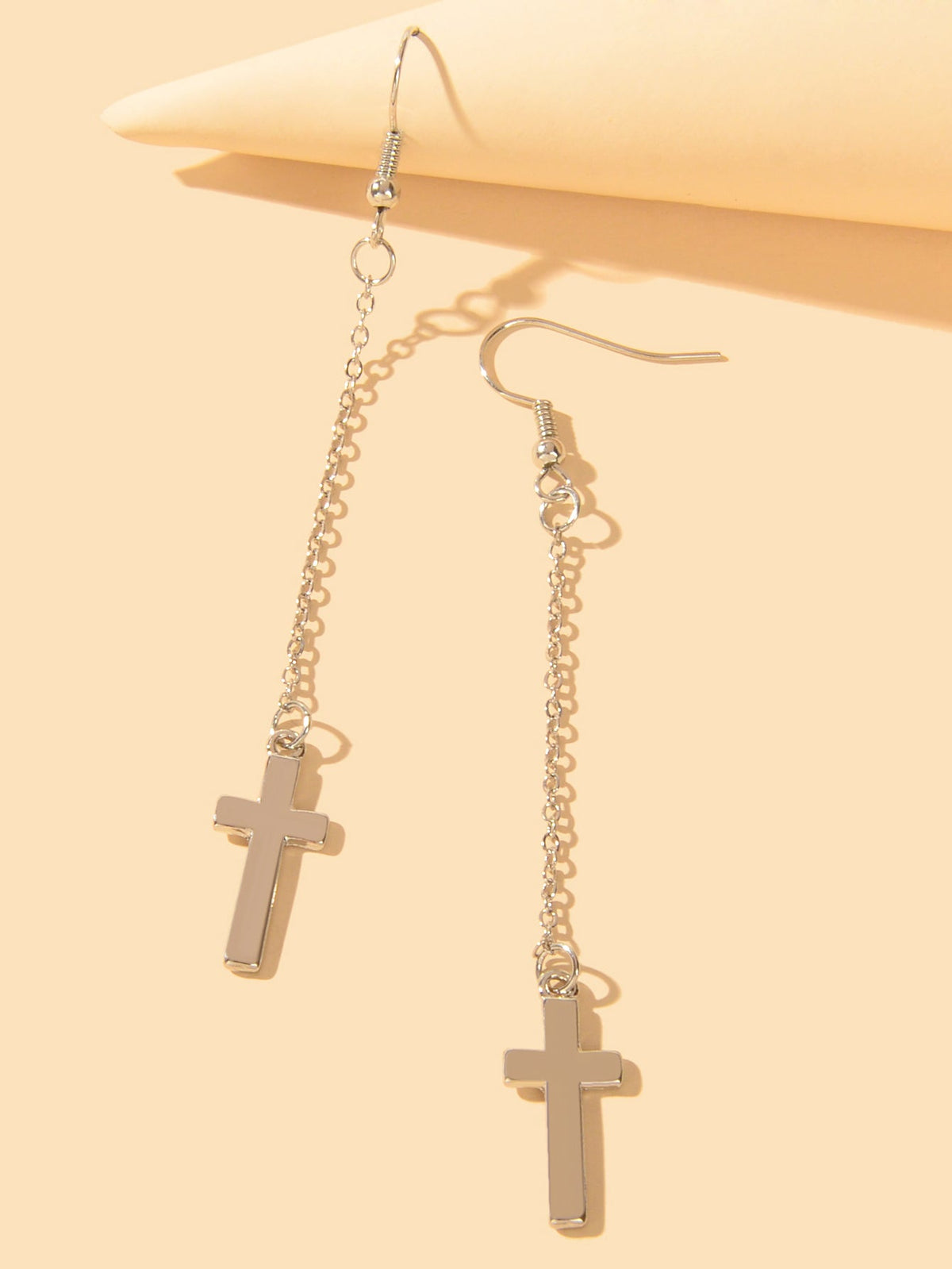 1 Pair Exquisite Long Tassel Cross Charm Earrings Fringe Chain Xmas Ear Jewelry