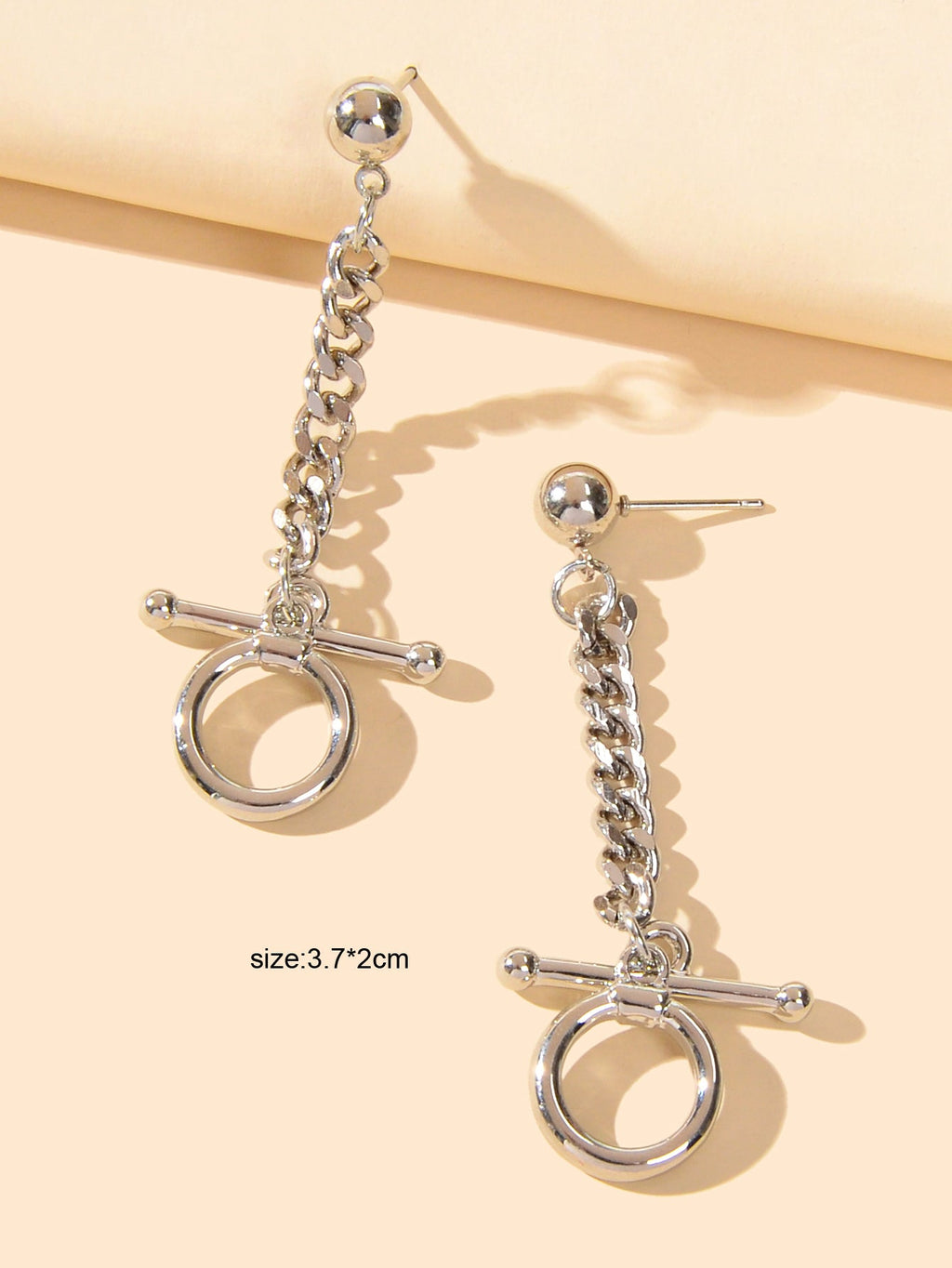 Punk Minimalist Style Silver Circle Geometric Statement Charm Earrings for Women