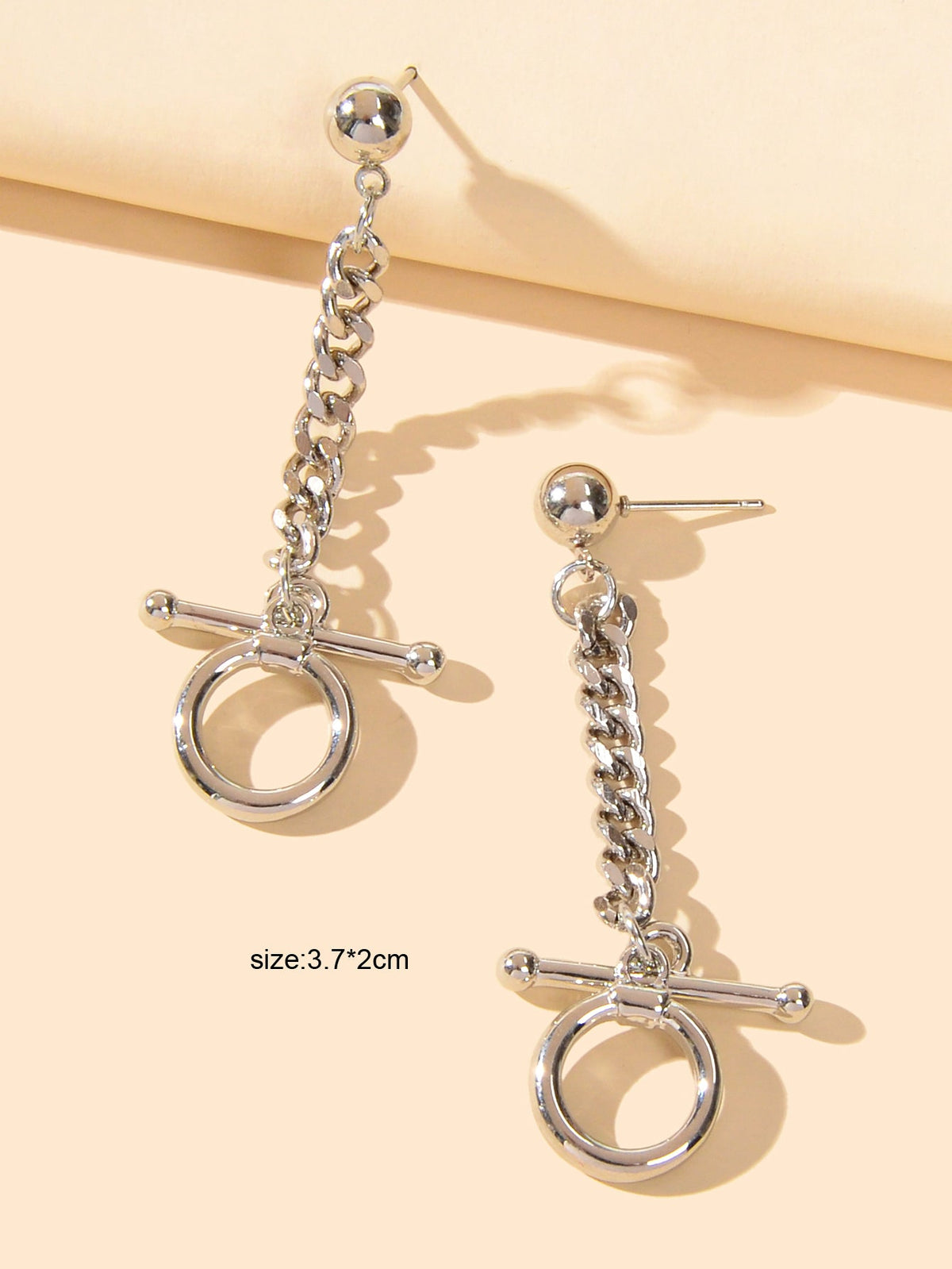 Punk Minimalist Style Silver Circle Geometric Statement Charm Earrings for Women