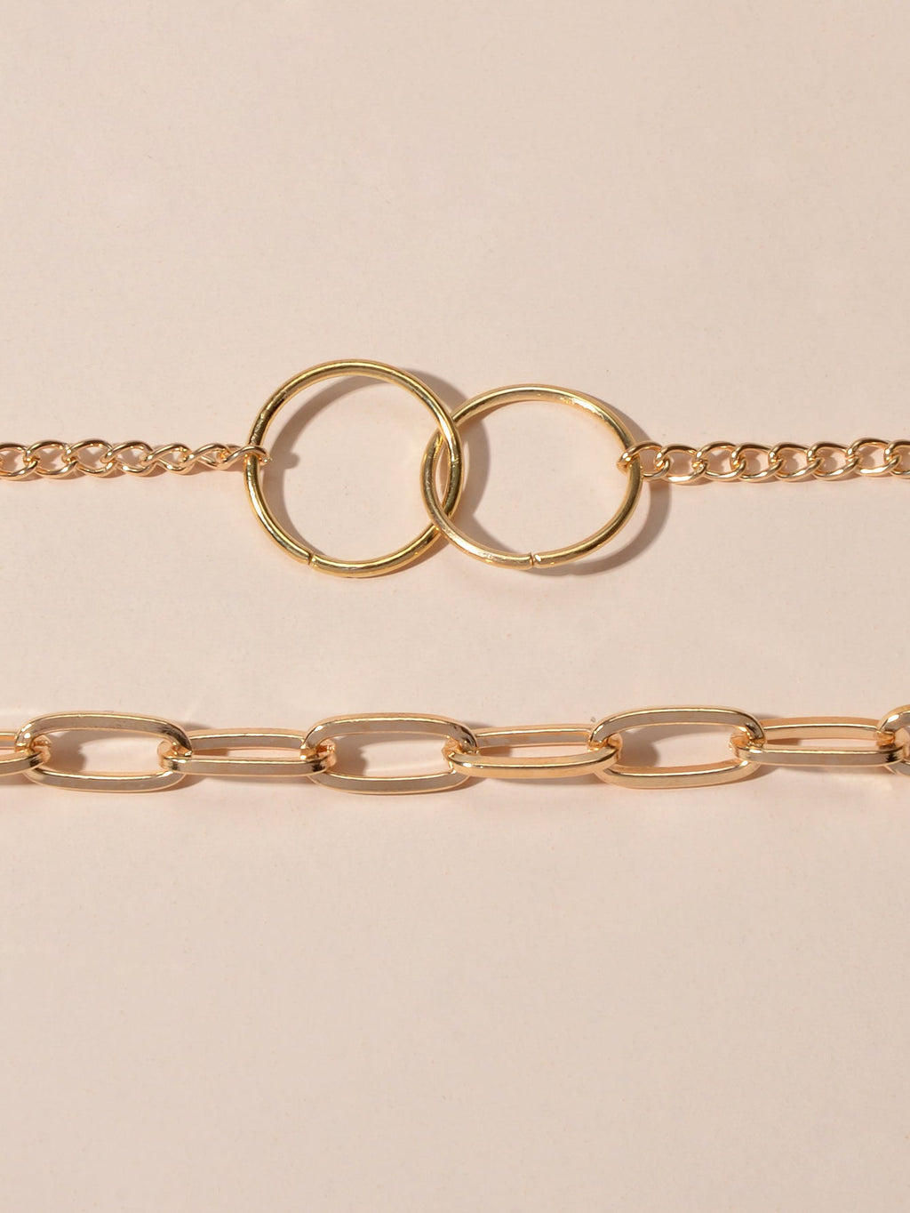 Punk Style 2 pcs Gold Chain Circle Pendant Necklace Wholesale Price Accessories