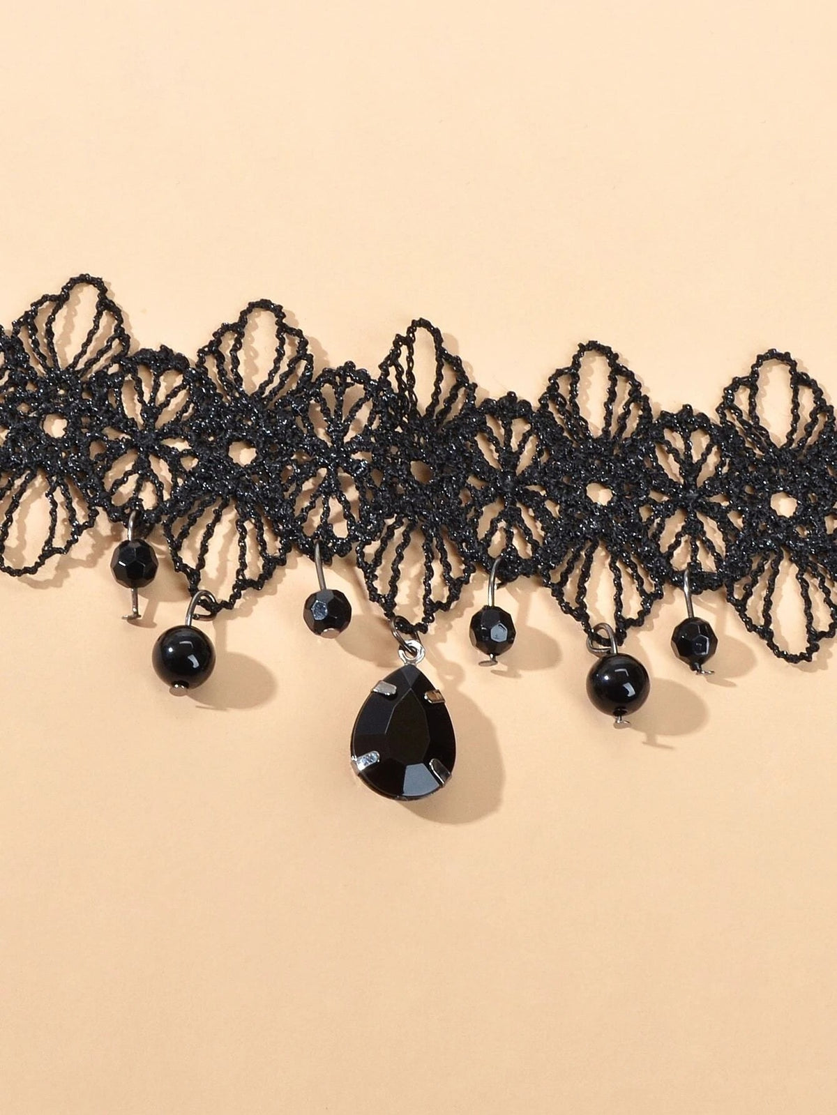 Black Lace Flower Water Drop Gothic 90s Tattoo Choker Necklace Halloween Jewelry