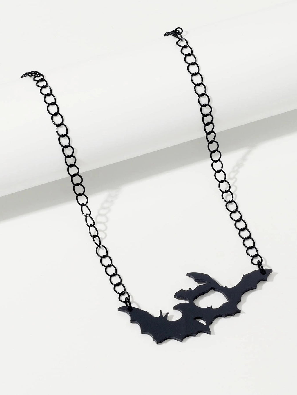 Halloween Jewellery Black Acrylic Bat Statement Pendant Punk Necklace Accessory