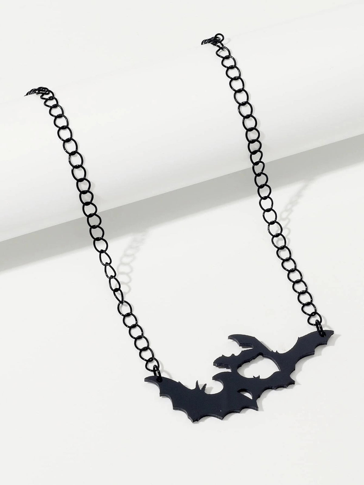 Halloween Jewellery Black Acrylic Bat Statement Pendant Punk Necklace Accessory