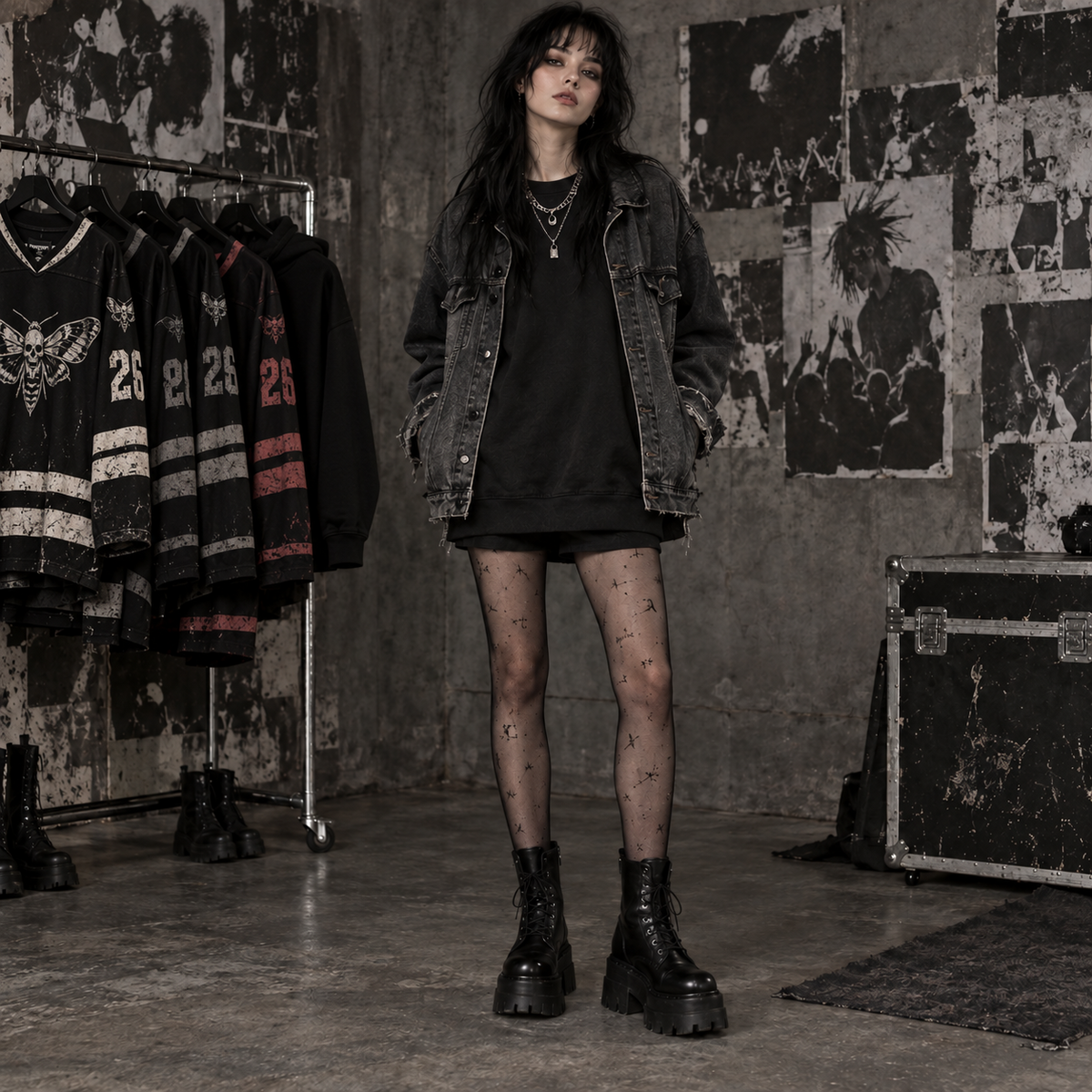 Gothic Pattern Fishnet Tights