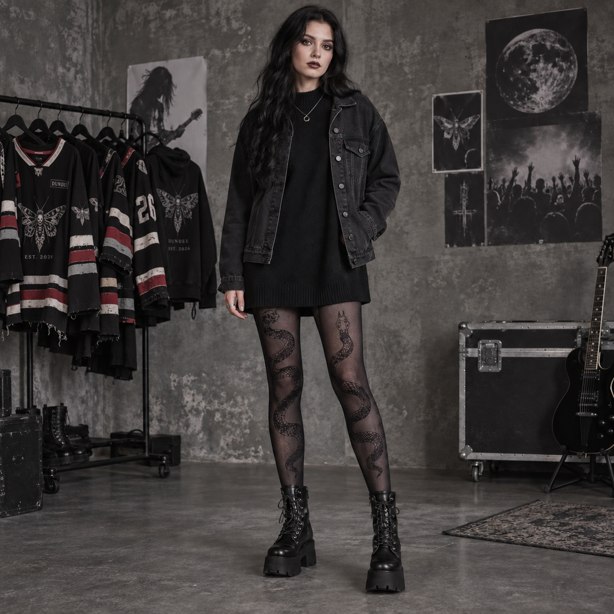 Gothic Pattern Fishnet Tights