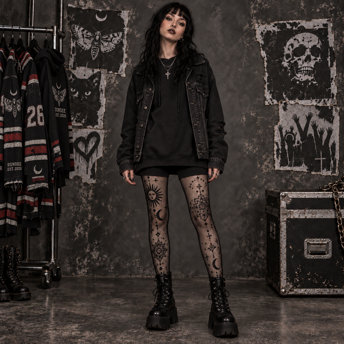 Gothic Pattern Fishnet Tights