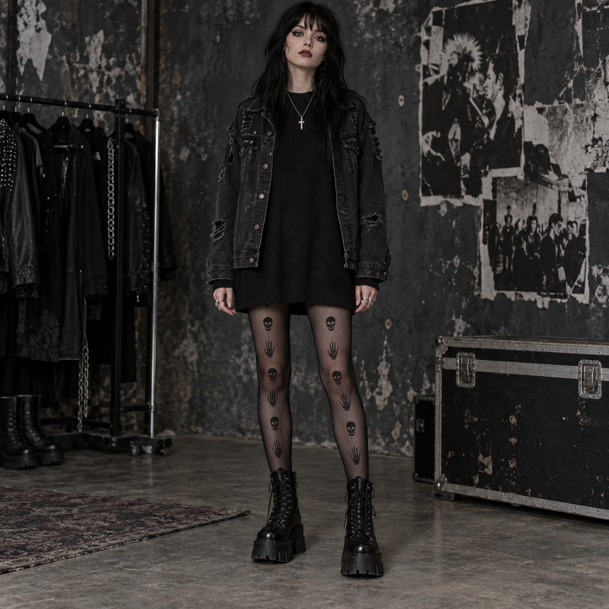 Gothic Pattern Fishnet Tights
