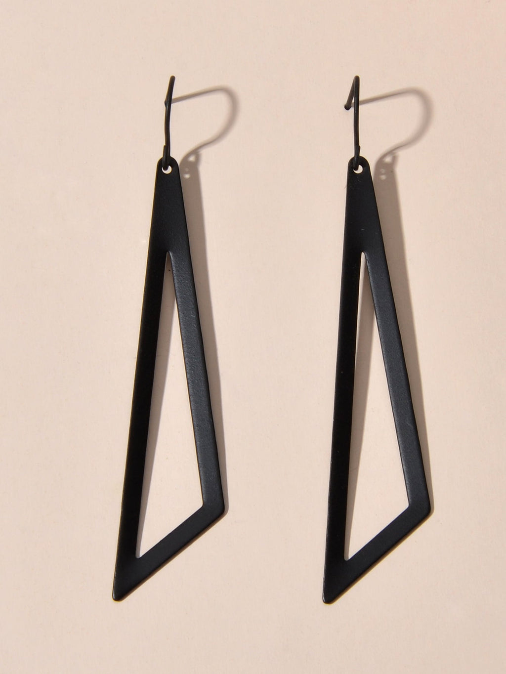 Goth Hip Hop Black Metal Geometric Triangle Dangle Statement Earrings for Women-3