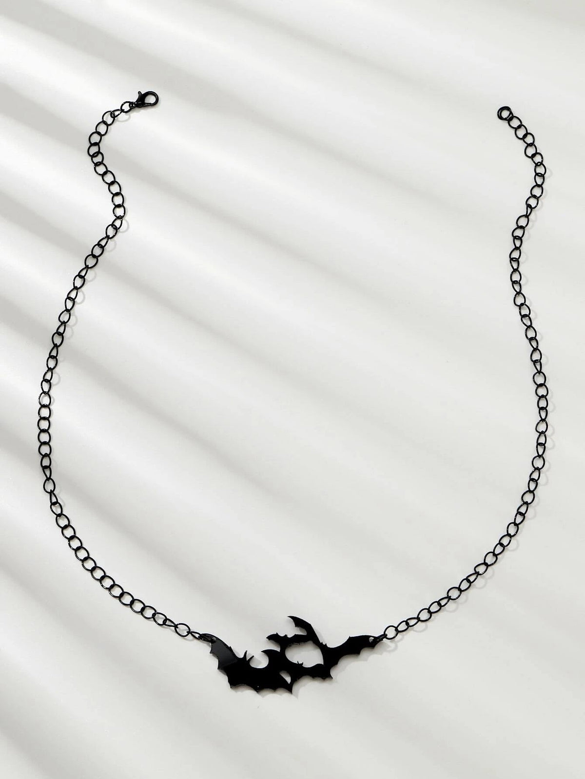 Halloween Jewellery Black Acrylic Bat Statement Pendant Punk Necklace Accessory