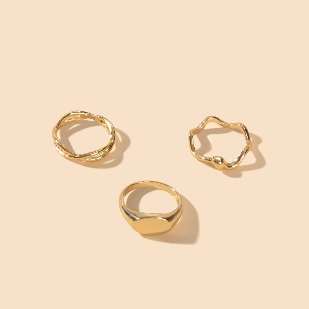3 pcs Punk Jewelry Minimalist Gold Silver Stackable Multiple Midi Snake Ring Set