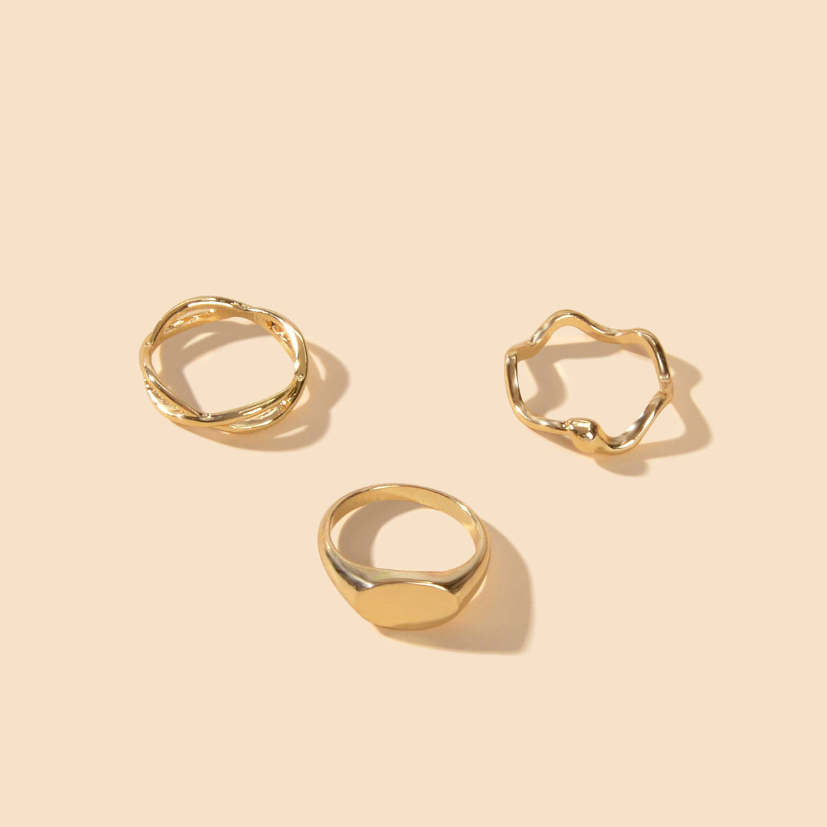 3 pcs Punk Jewelry Minimalist Gold Silver Stackable Multiple Midi Snake Ring Set