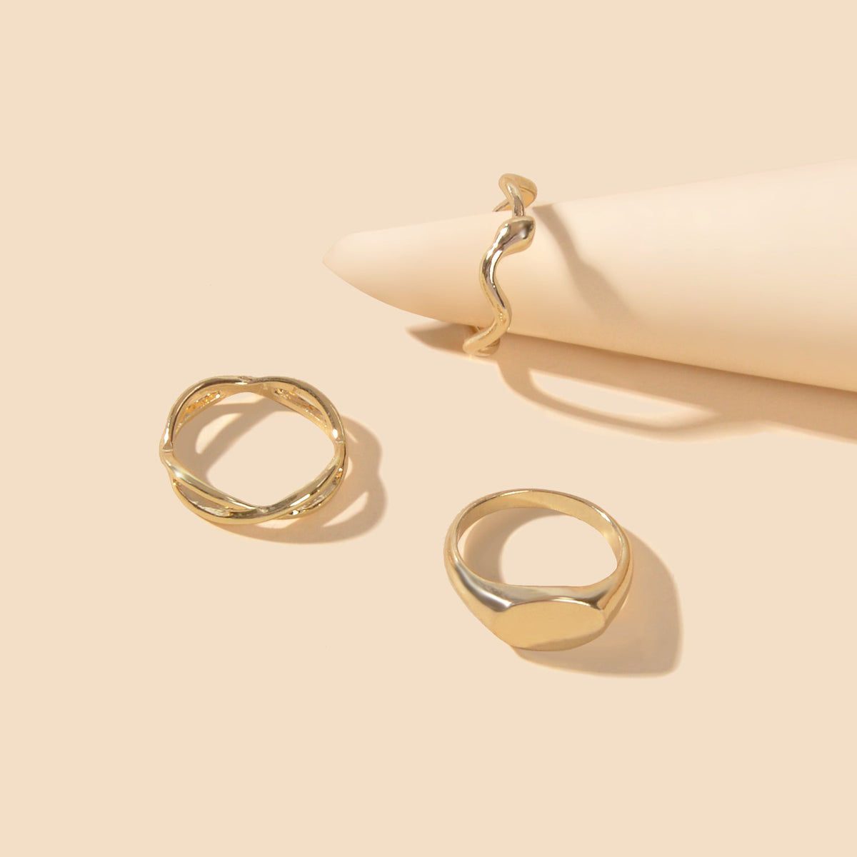 3 pcs Punk Jewelry Minimalist Gold Silver Stackable Multiple Midi Snake Ring Set