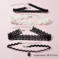 4 pcs Gothic White Black Flower Tattoo Choker Necklace Retro Punk 90s Collar
