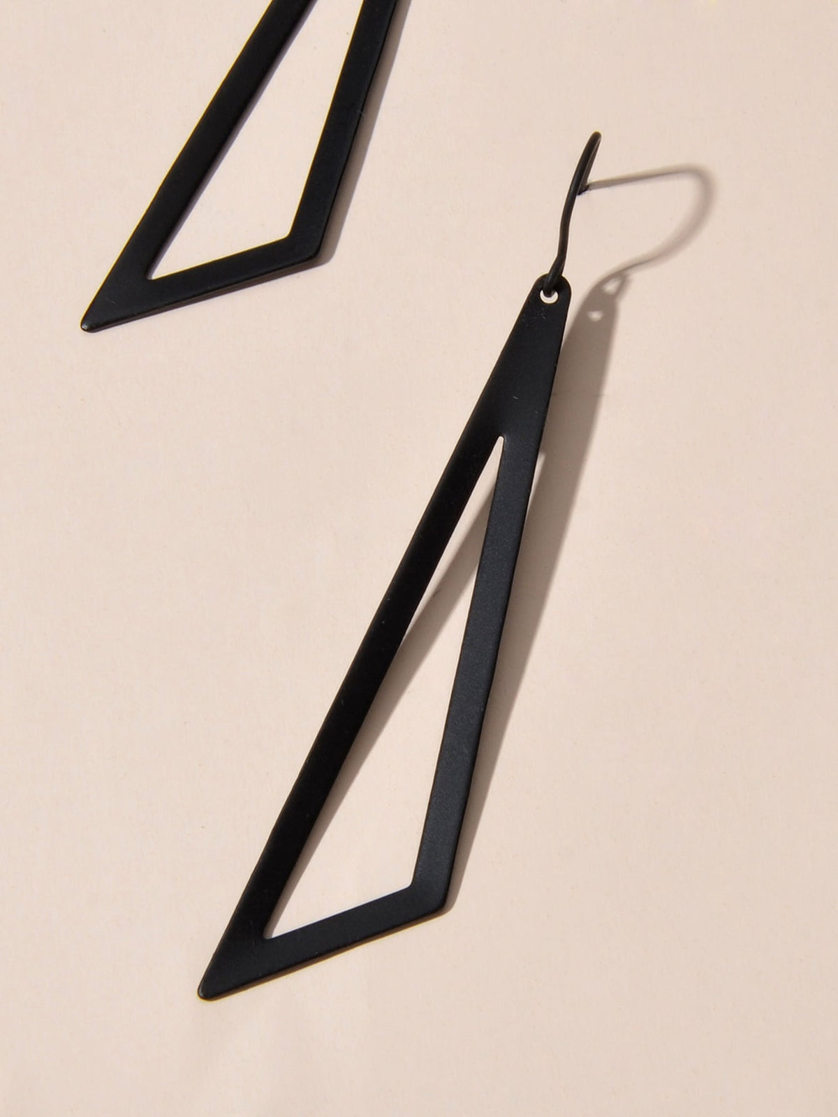 Goth Hip Hop Black Metal Geometric Triangle Dangle Statement Earrings for Women-4