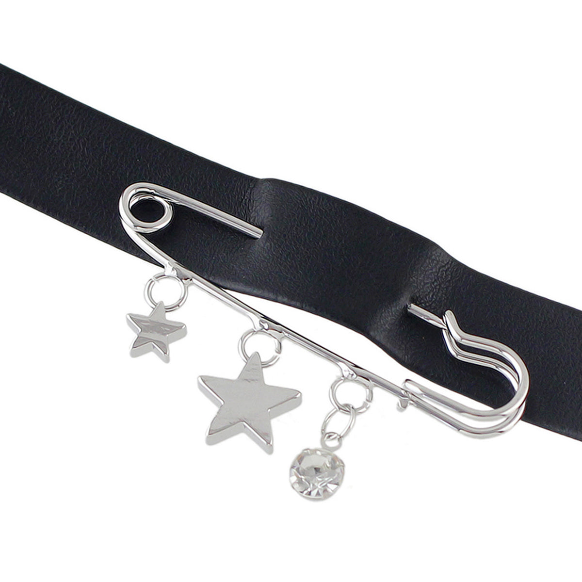 Grunge Rock Black Pu Leather Star Charm Pin Tattoo Choker Hippie Necklace Collar
